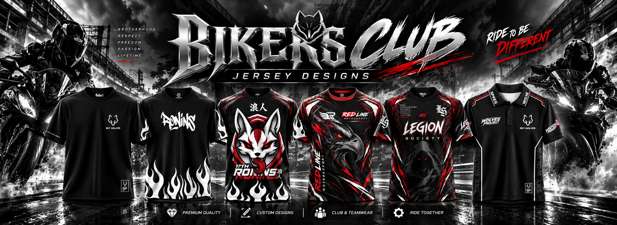 Biker Club — koleksi rekaan jersey kelab motosikal